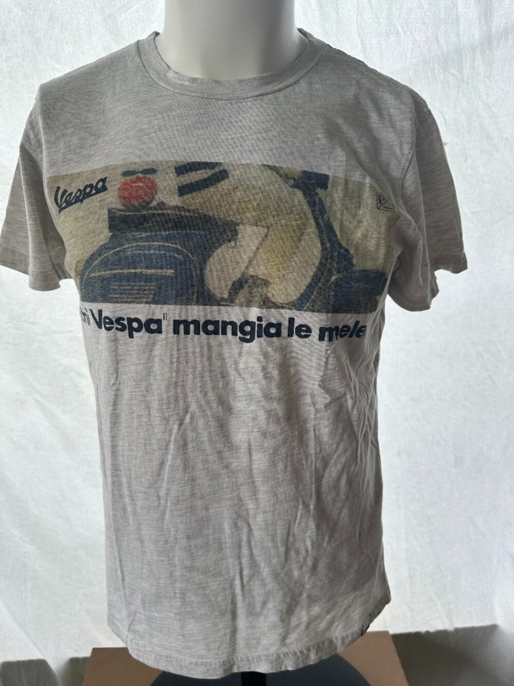Pull & Bear Vespa Scooter Men's Beige Brown Shirt Small Cotton